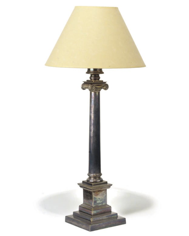 A SILVER-PLATED BRASS LAMP BASE