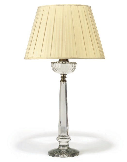 A VICTORIAN CUT-GLASS OIL LAMP BASE