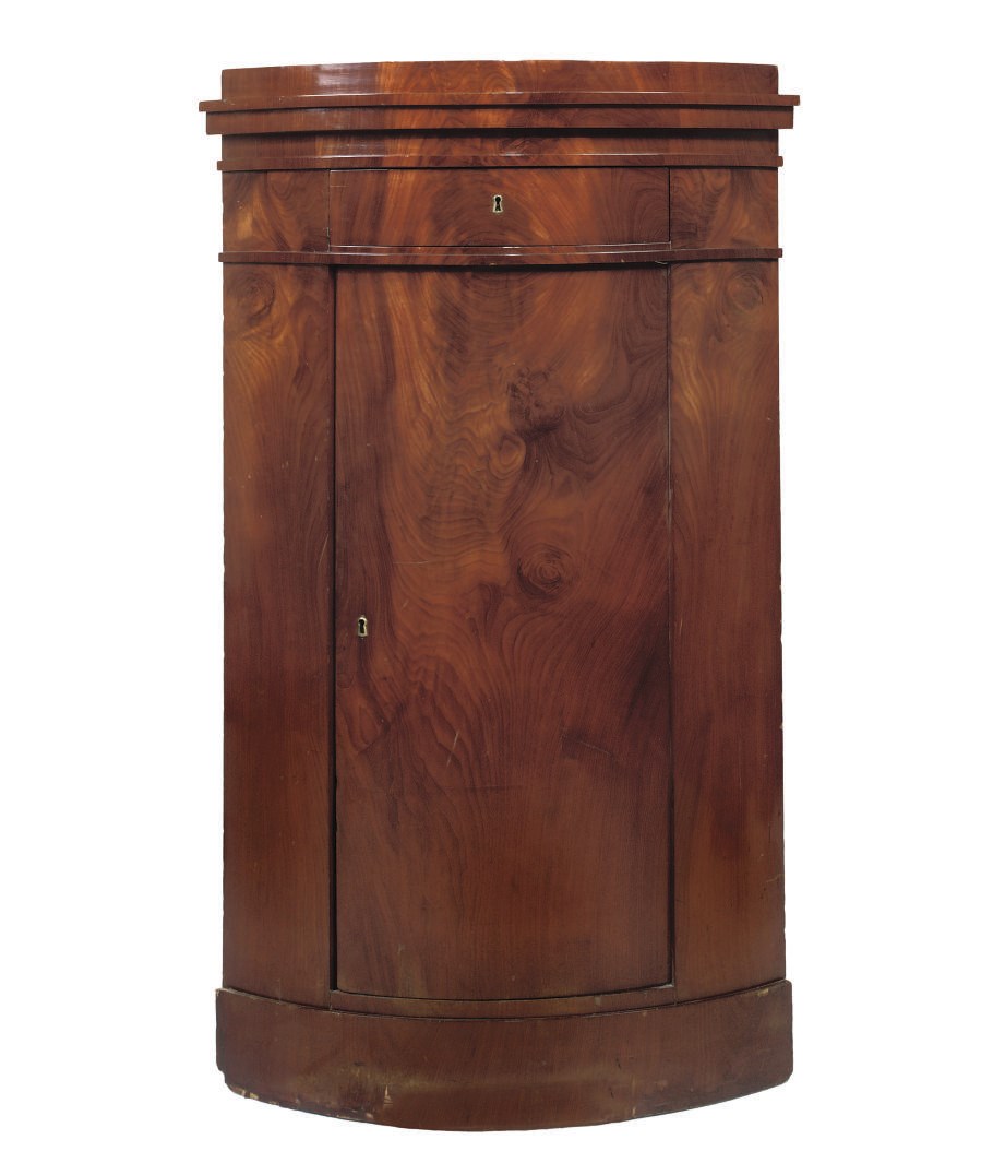 A GERMAN MAHOGANY CORNER CABINET