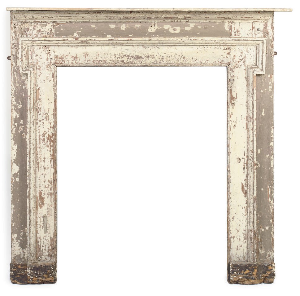 A REGENCY PAINTED PINE CHIMNEY SURROUND