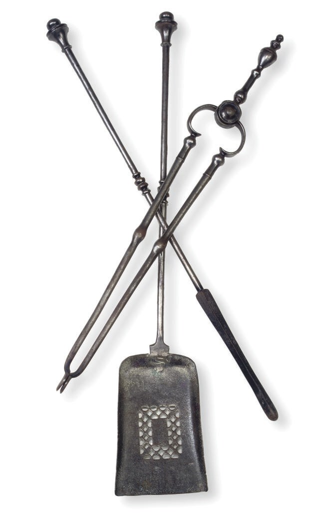 THREE GEORGE III STEEL FIRE IRONS