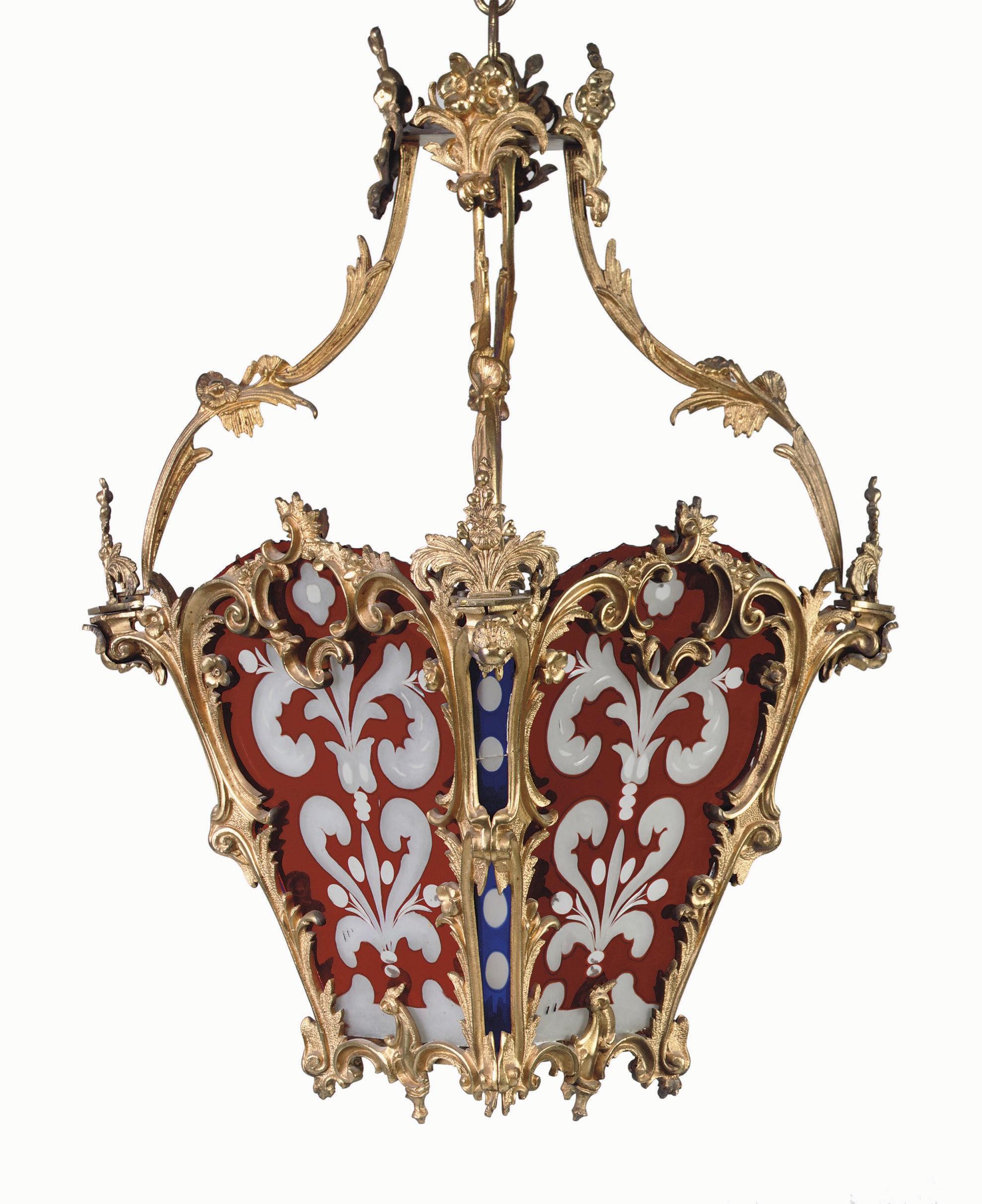 AN AMERICAN 'ARABESQUE' GILT-BRASS LANTERN