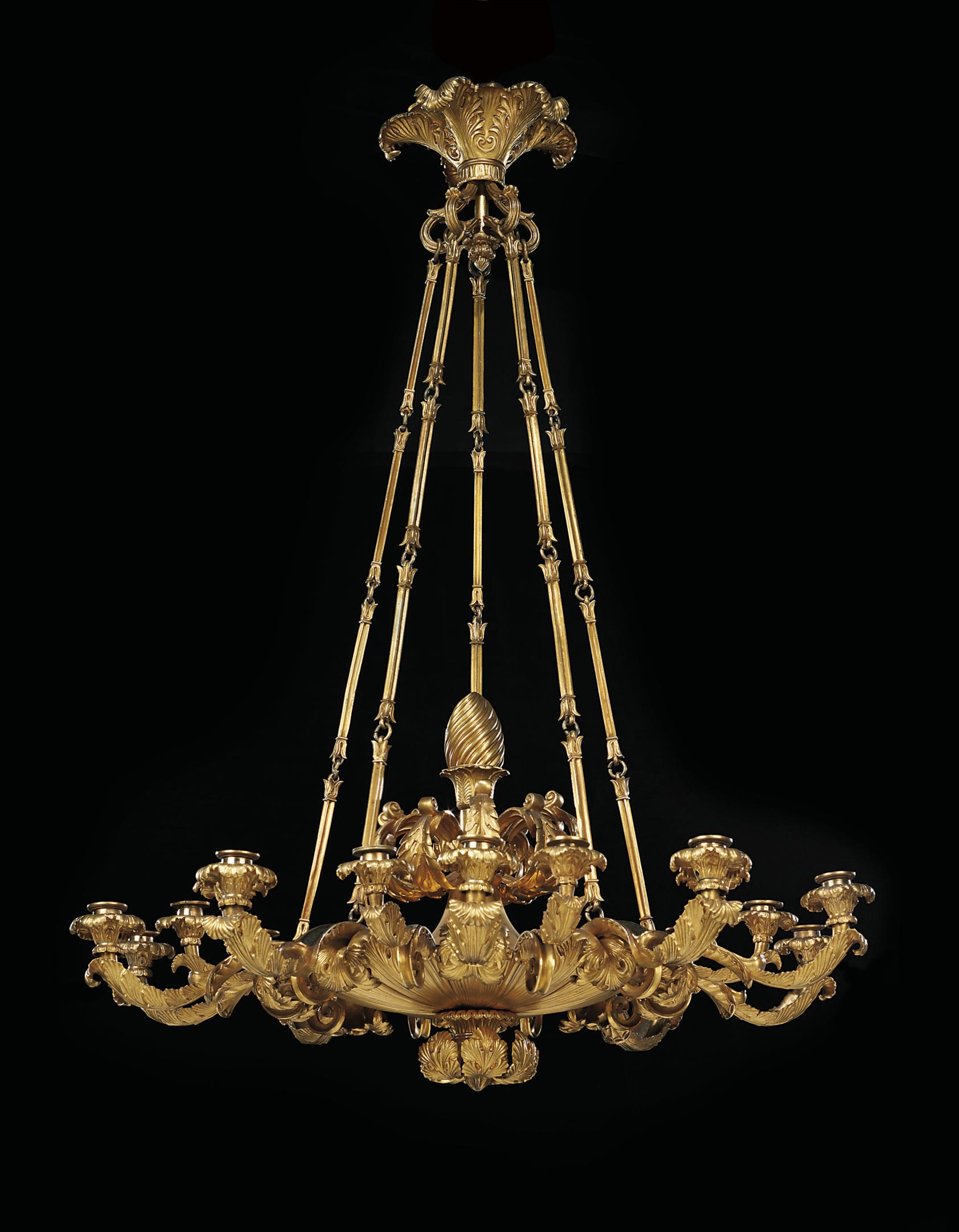 A RESTAURATION ORMOLU TWENTY-LIGHT CHANDELIER