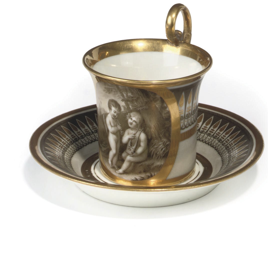 A PARIS (DAGOTY) PORCELAIN CABINET CUP AND SAUCER
