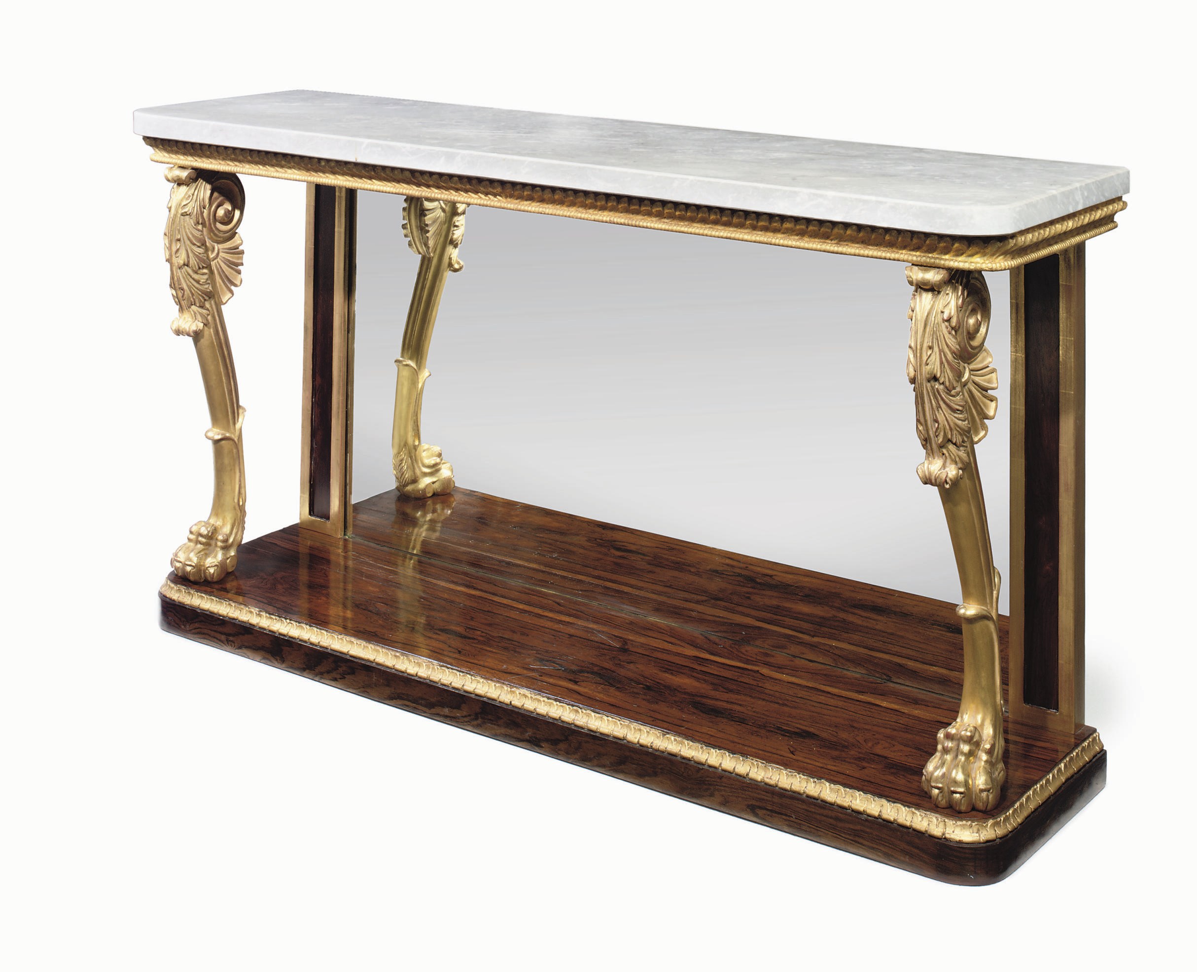 A PARCEL-GILT ROSEWOOD AND GRAINED CONSOLE TABLE