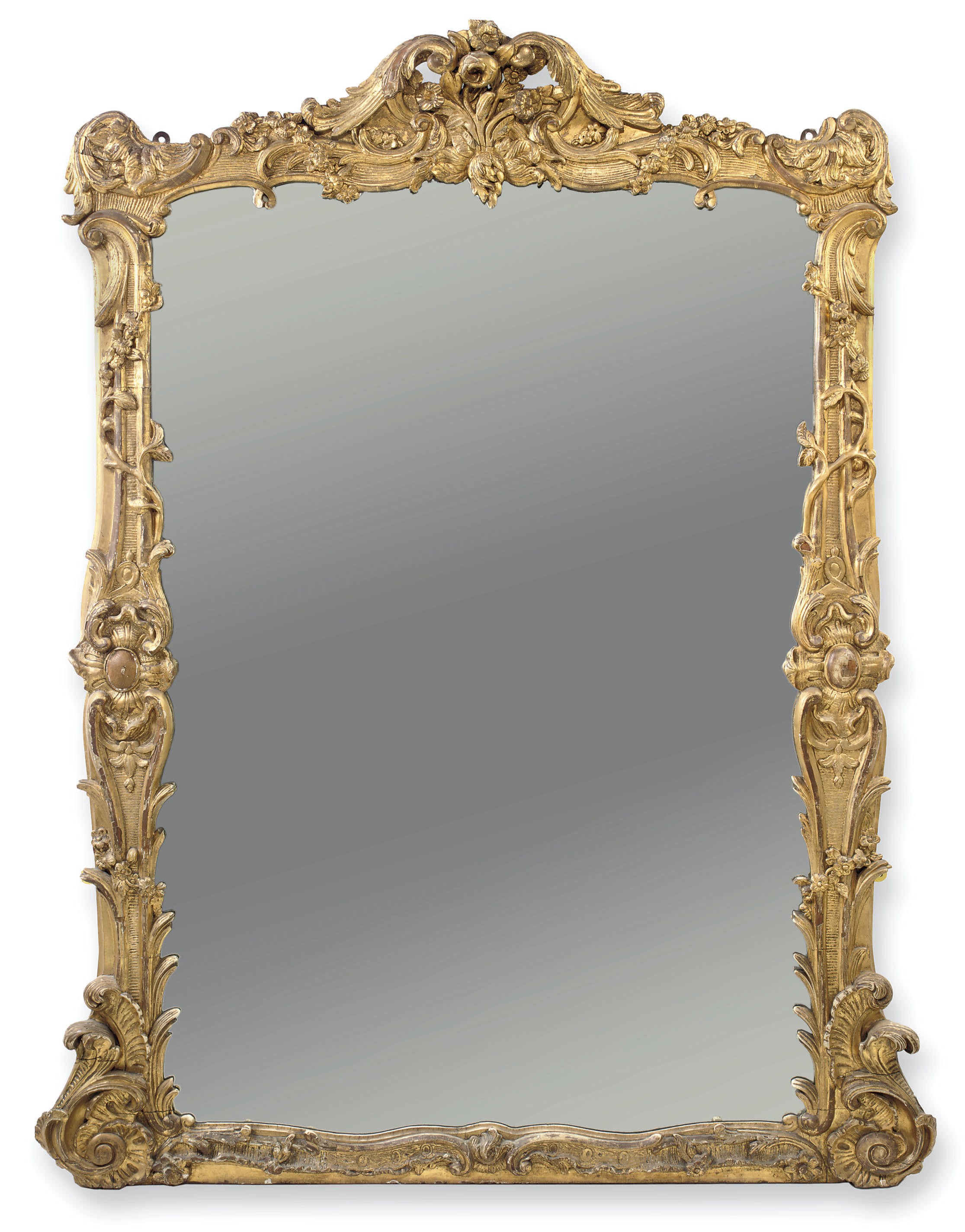 A NEAR PAIR OF WILLIAM IV GILTWOOD OVERMANTEL MIRRORS