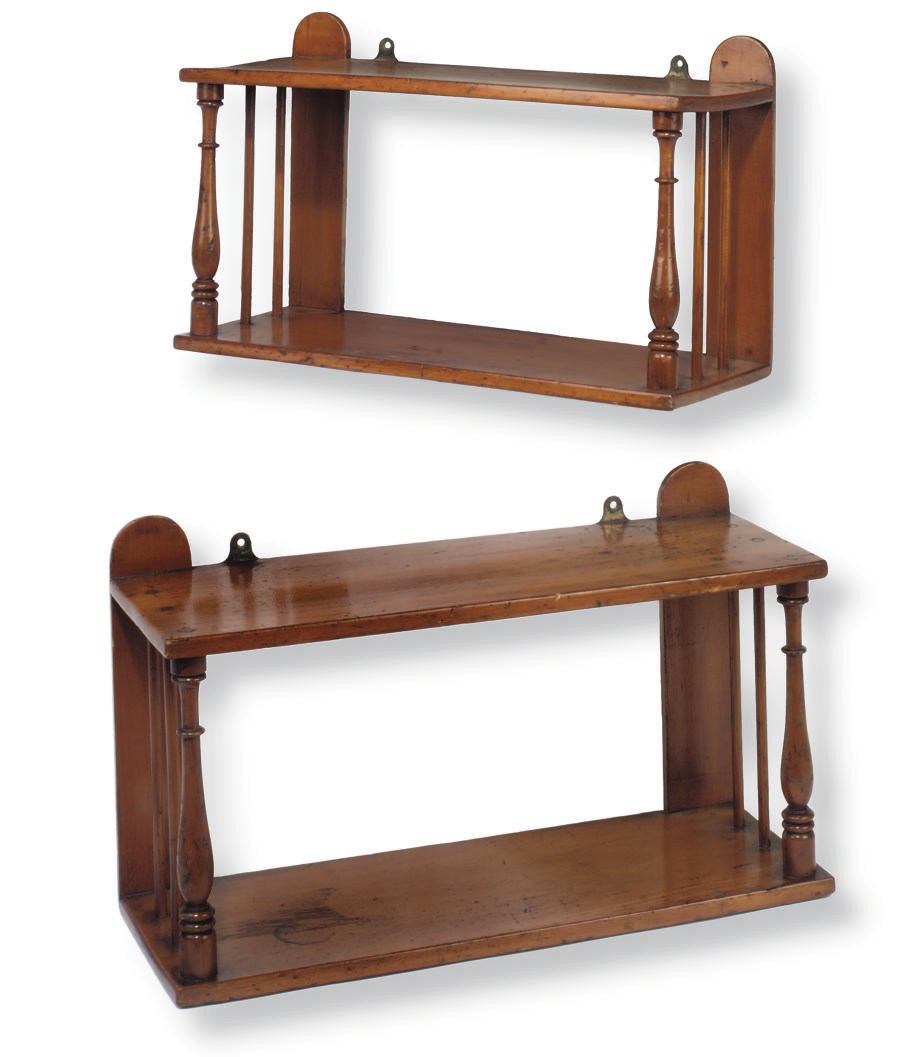 A PAIR OF VICTORIAN BIRCH HANGING SHELVES