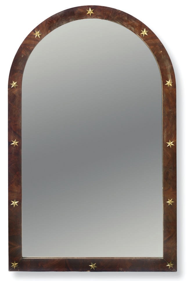A FRENCH GILT-METAL AND MAHOGANY MIRROR