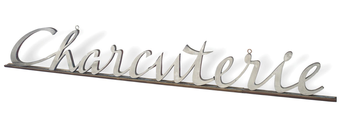 A FRENCH CHROME 'CHARCUTERIE' SIGN