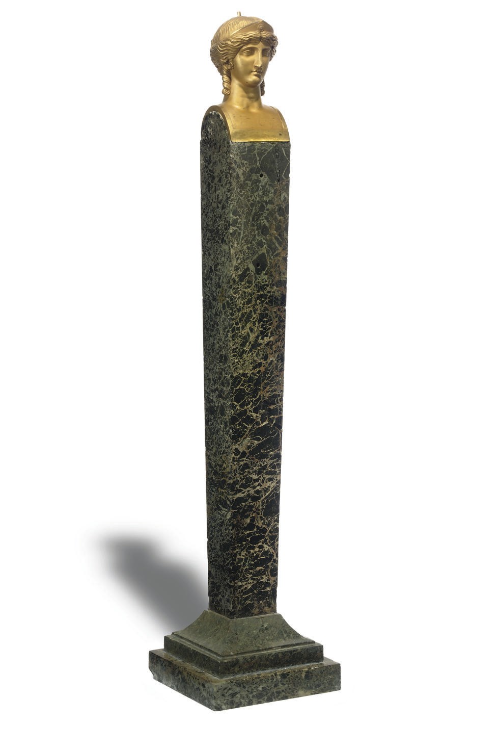 AN ORMOLU AND MARMO VERDE ANTICO HERM SUPPORT