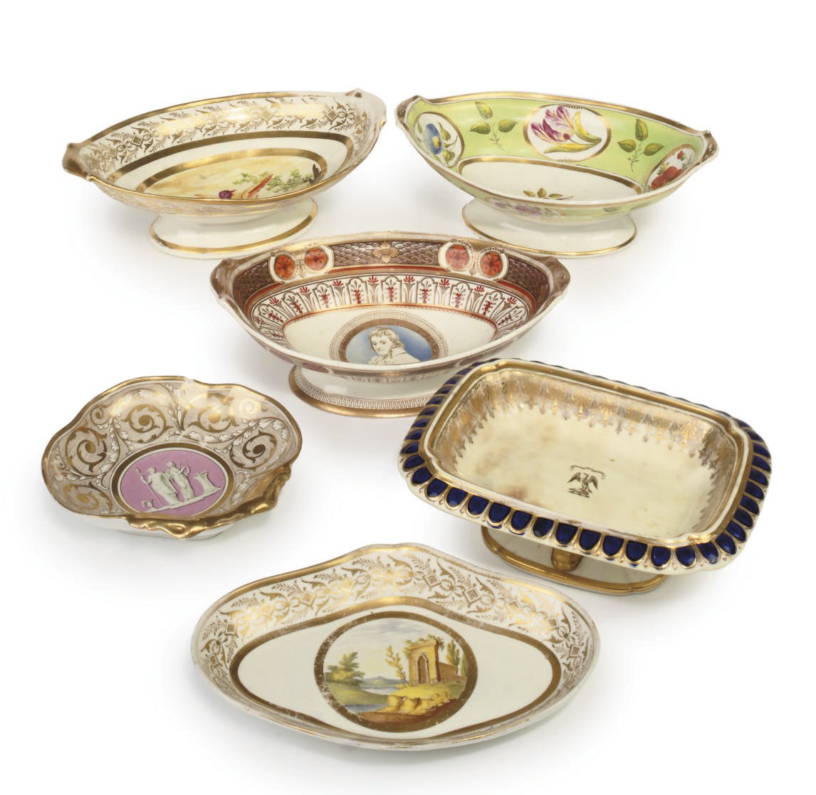 A COLLECTION OF ENGLISH PORCELAIN DESSERT WARES