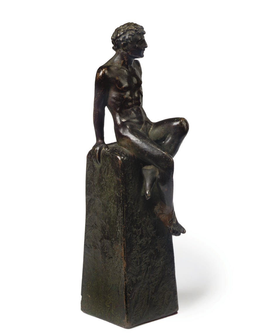 A BRONZE FIGURE OF A NAKED MALE YOUTH