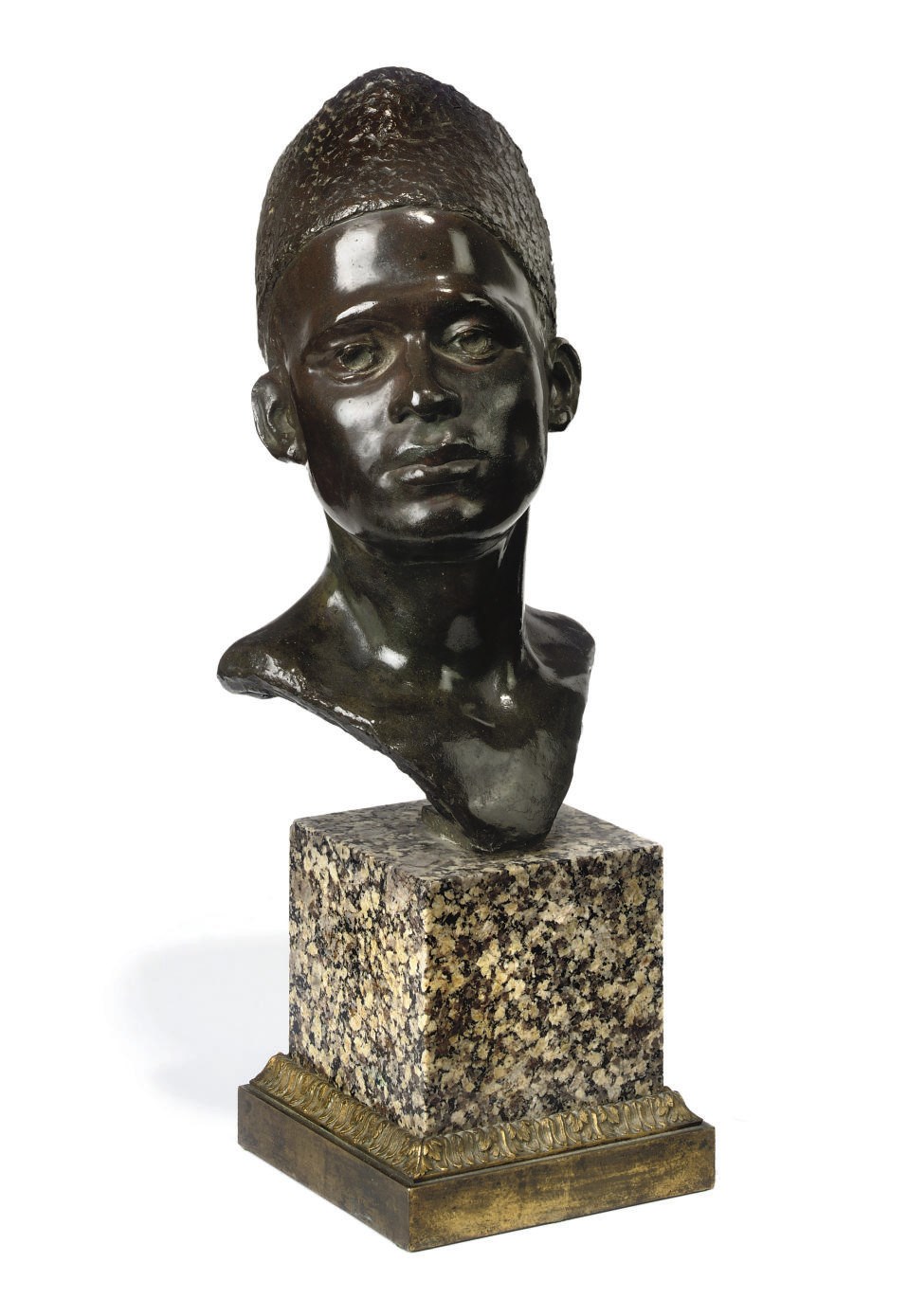 A BRONZE BUST OF A MOROCCAN BOY