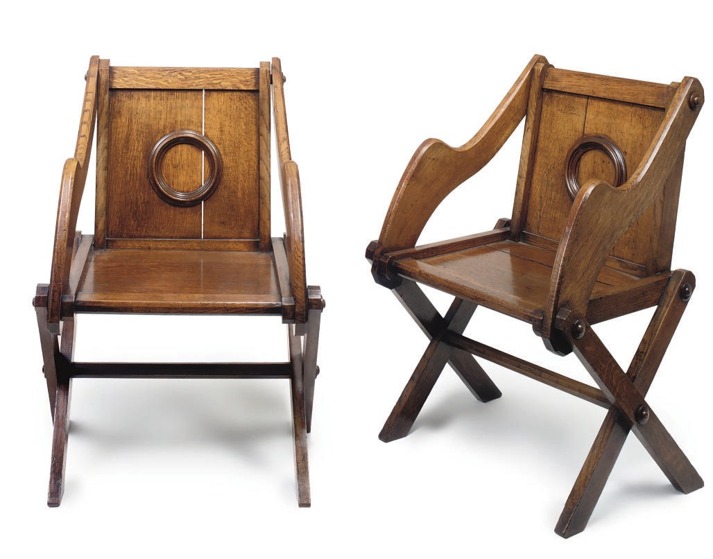 A PAIR OF VICTORIAN OAK GLASTONBURY CHAIRS