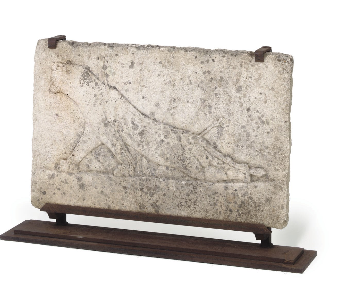 AN ASSYRIAN LIMESTONE RELIEF PANEL DEPICTING THE DYING LION AND LIONESS
