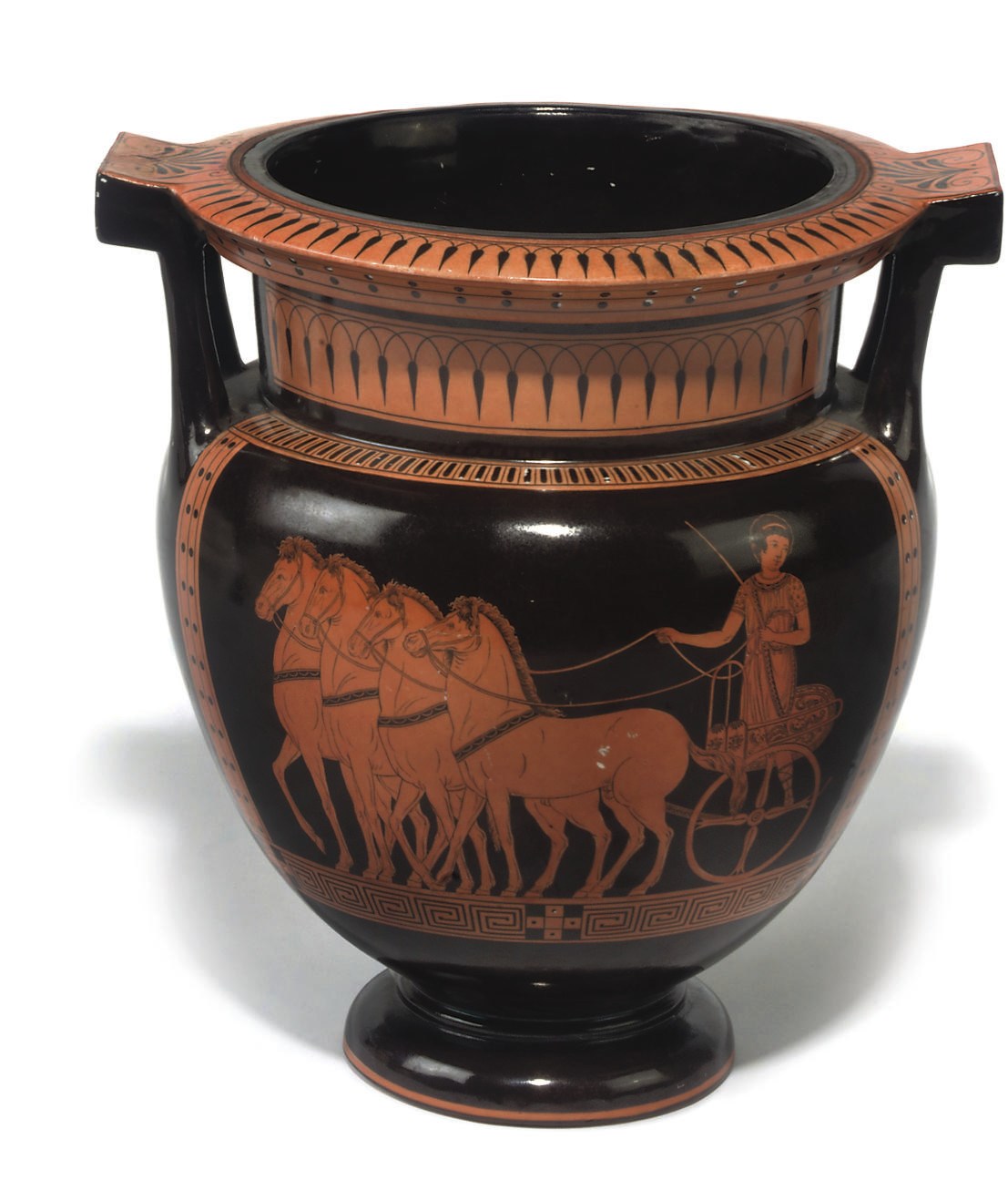 A VIENNA PORCELAIN TWO-HANDLED VASE