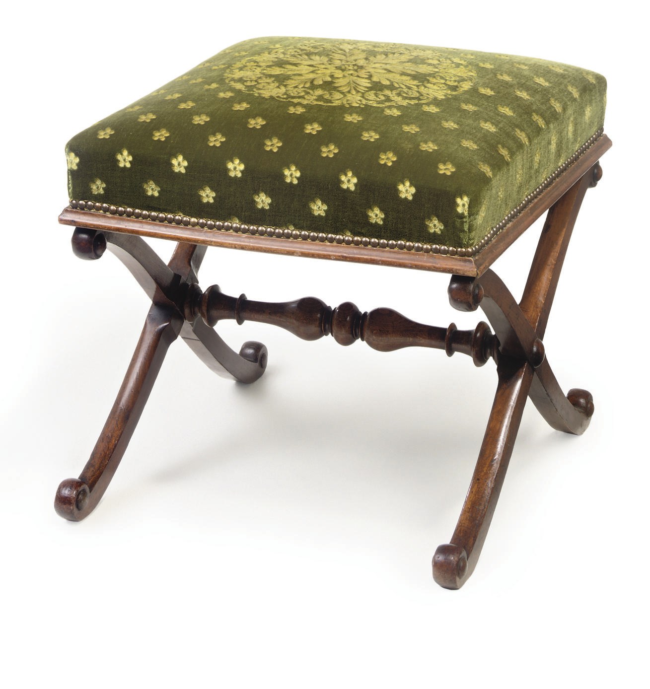 A LATE REGENCY BEECH X-FRAME STOOL