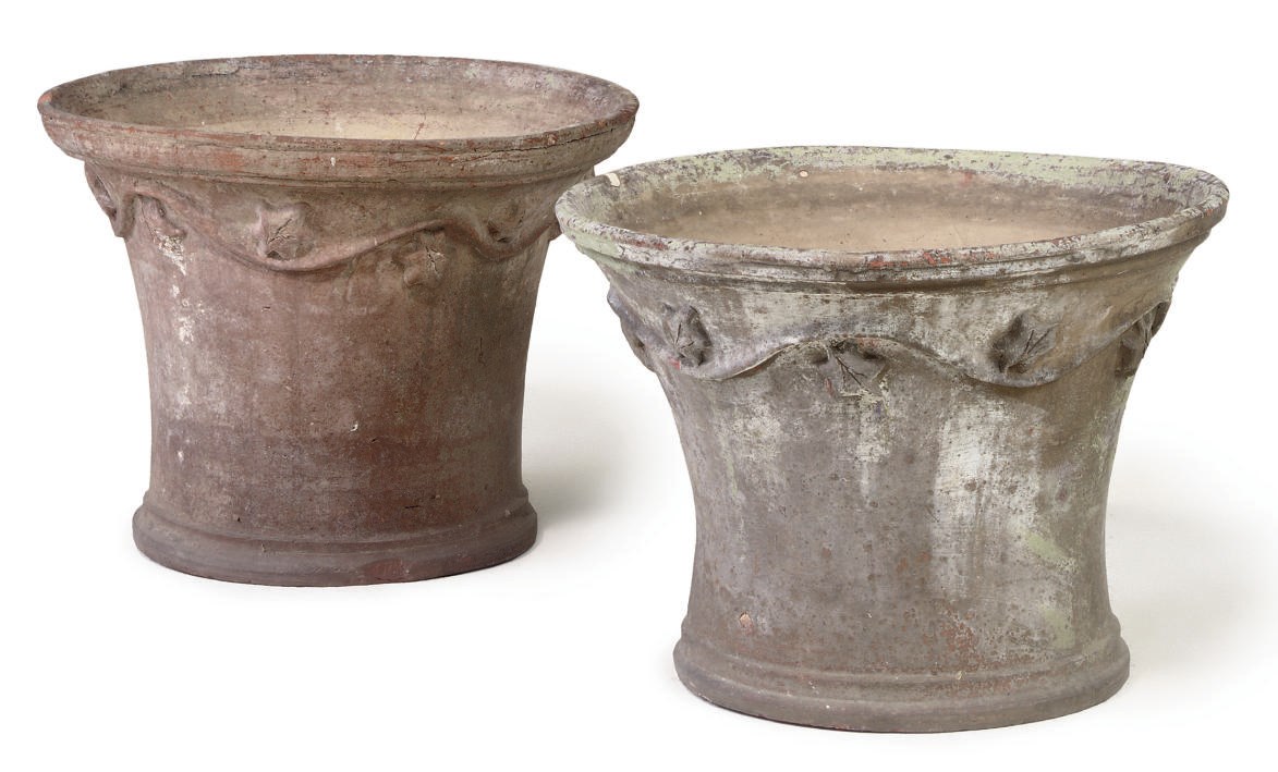 A PAIR OF EDWARDIAN TERRACOTTA GARDEN POTS