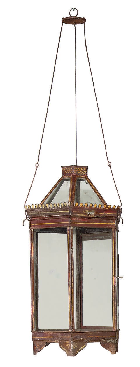 A CONTINENTAL TOLE PEINTE LANTERN