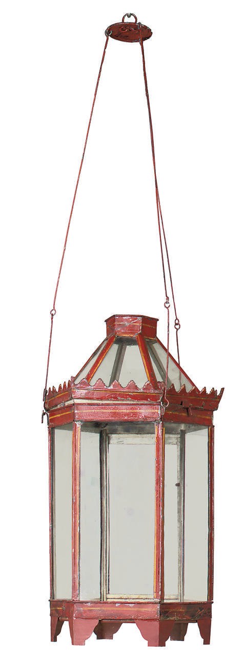 A CONTINENTAL TOLE PEINTE LANTERN