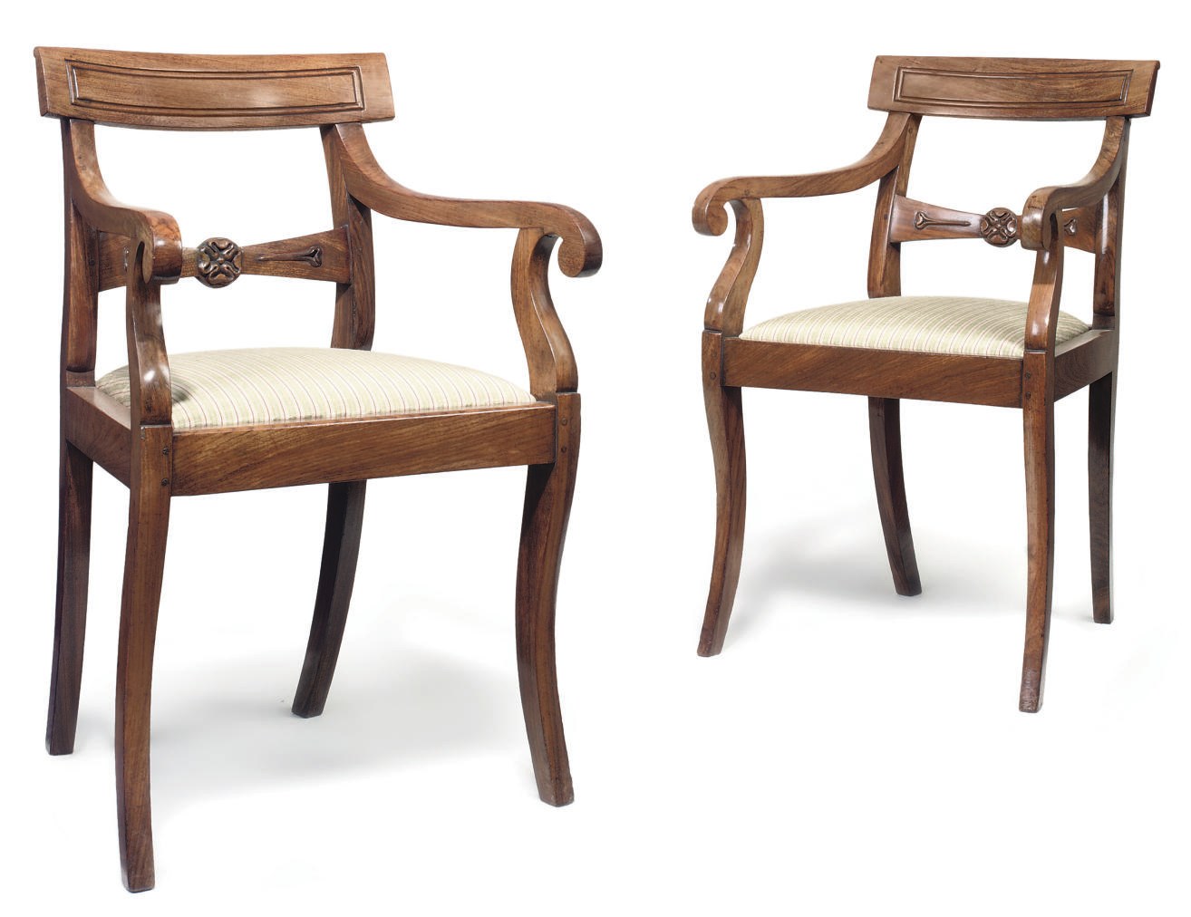 A PAIR OF ANGLO-INDIAN SOLID ROSEWOOD ARMCHAIRS