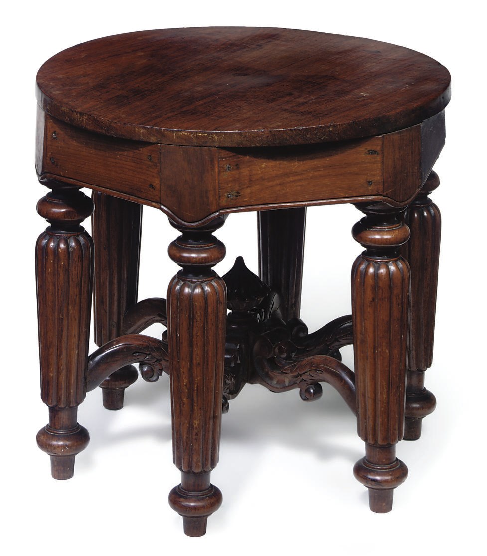 AN ANGLO-CHINESE PADOUK LAMP TABLE