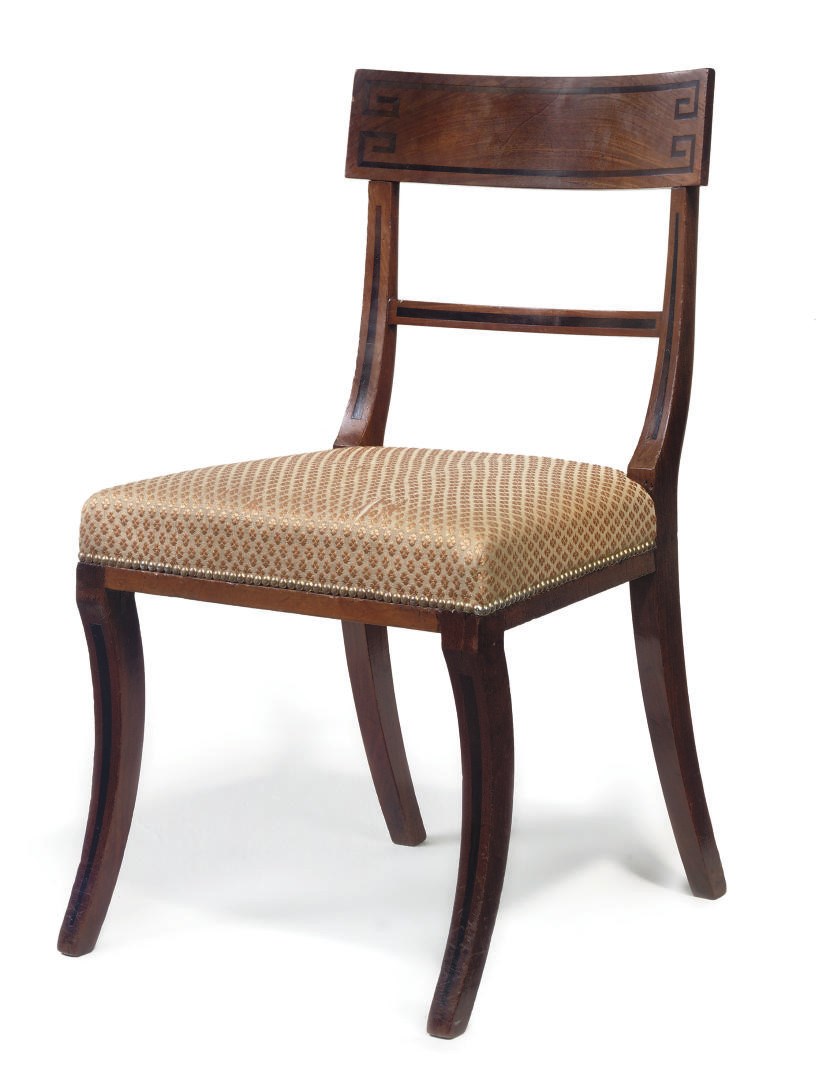 A REGENCY MAHOGANY AND INLAID DINING CHAIR