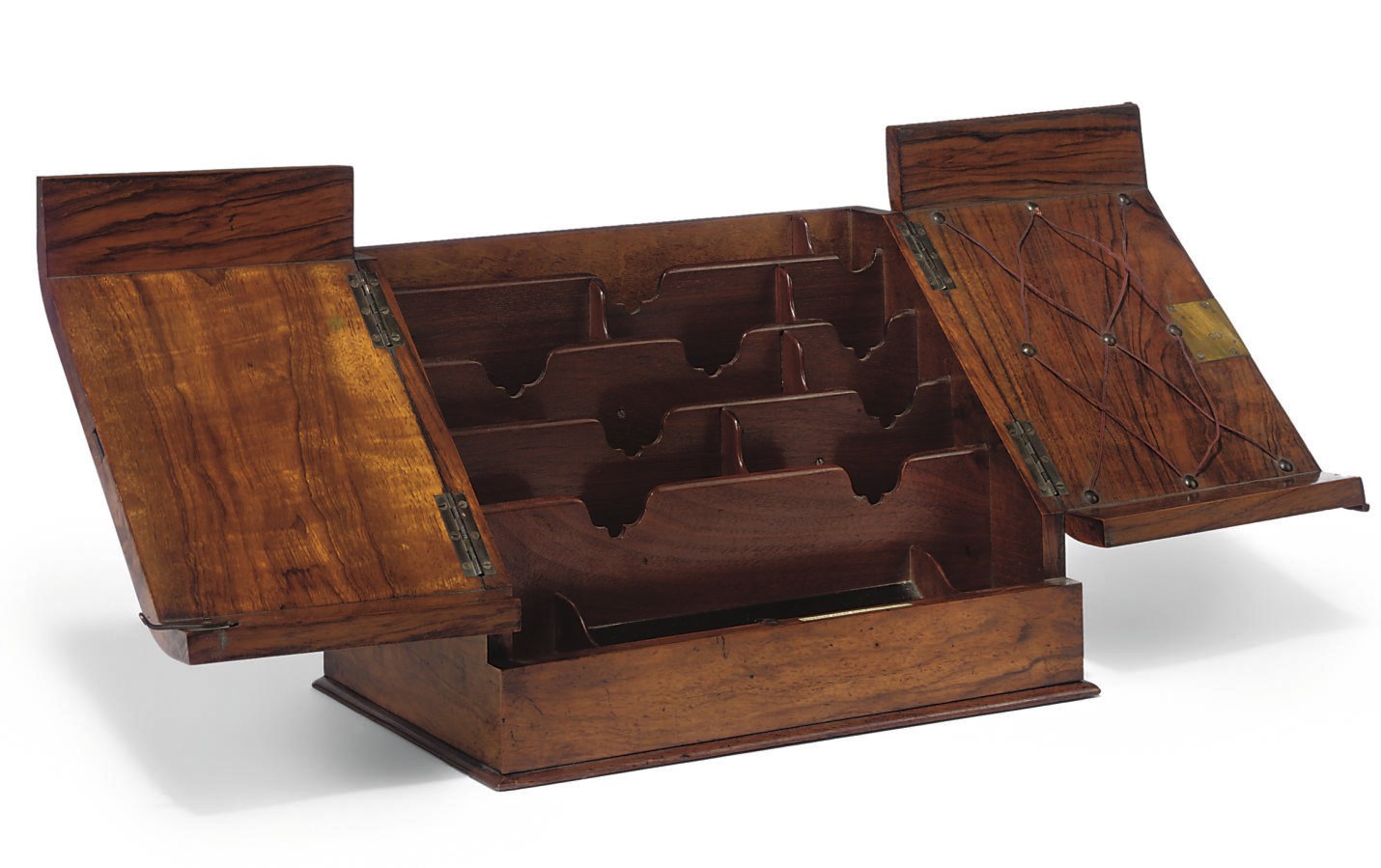 A VICTORIAN WALNUT STATIONERY BOX