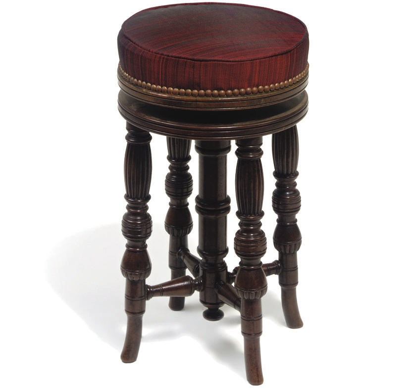 A REGENCY MAHOGANY REVOLVING PIANO STOOL
