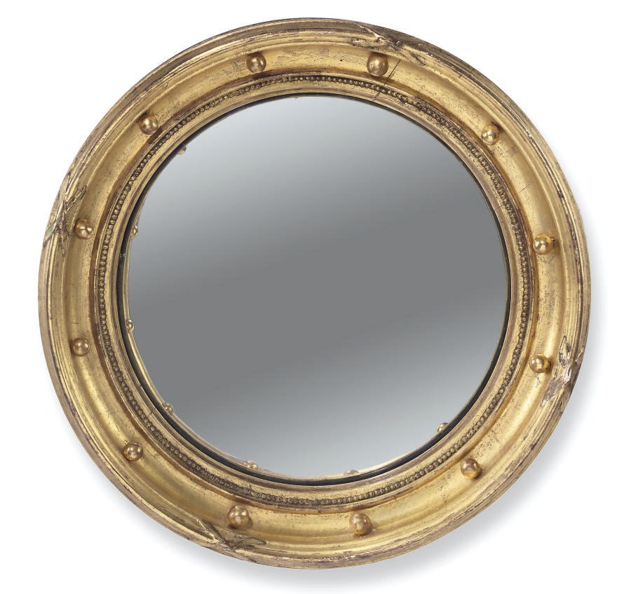 TWO GILTWOOD CONVEX MIRRORS