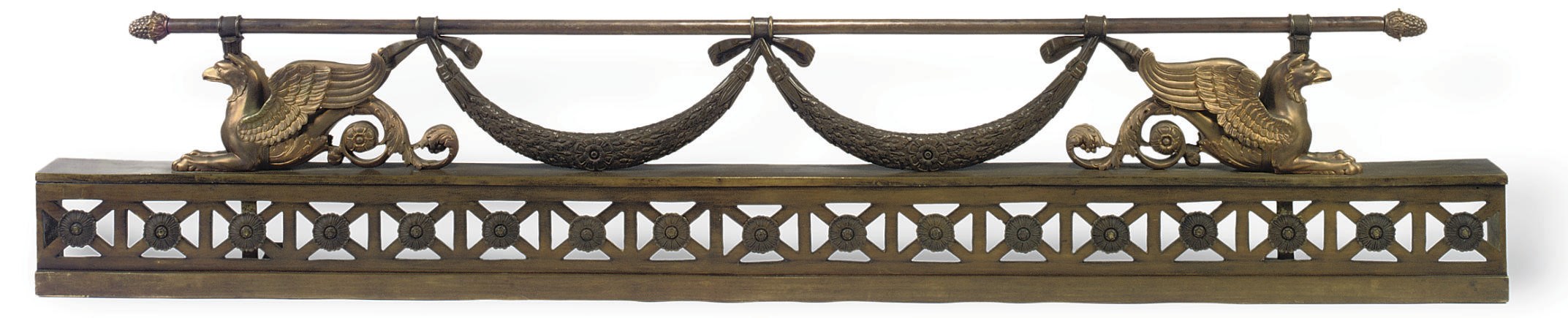 A FRENCH BRONZE AND ORMOLU FENDER