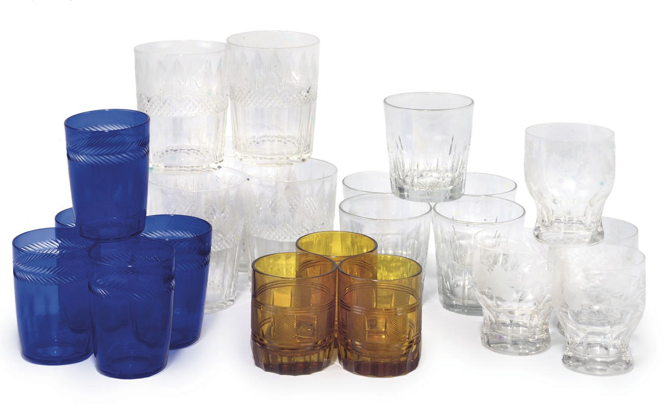 A COLLECTION OF GLASS TUMBLERS
