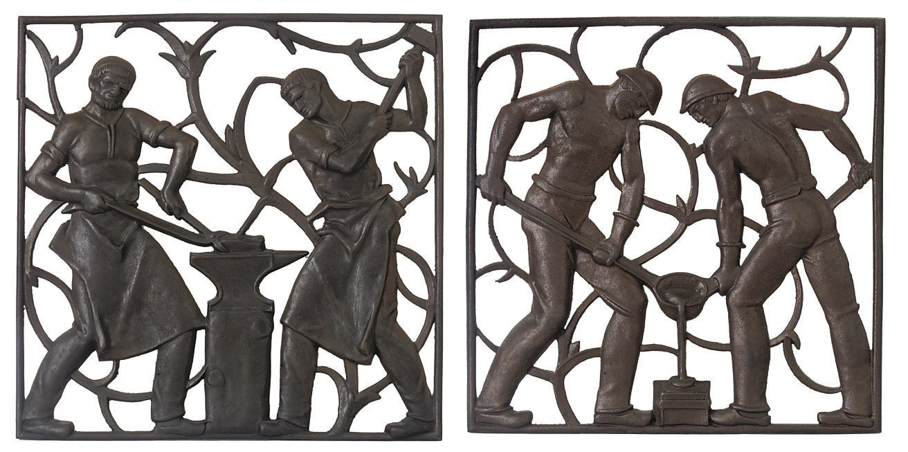 TWO AMERICAN CAST-IRON PANELS