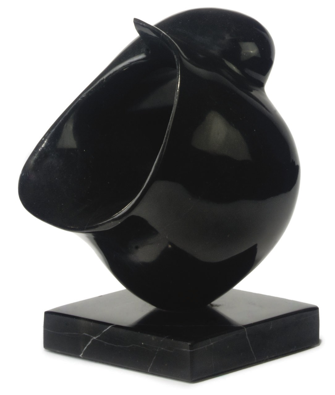 A BLACK MARBLE ABSTRACT SCULPTURE