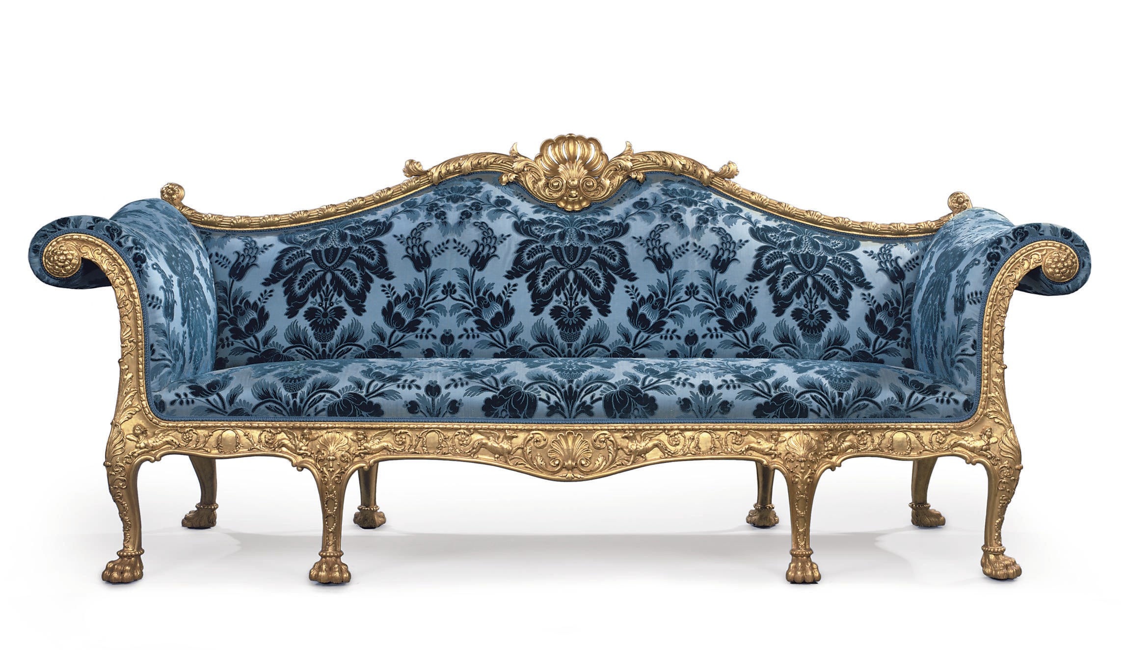A GEORGE III GILTWOOD SOFA