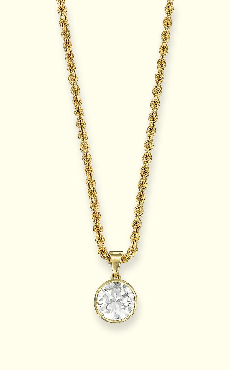 A DIAMOND SINGLE-STONE PENDANT