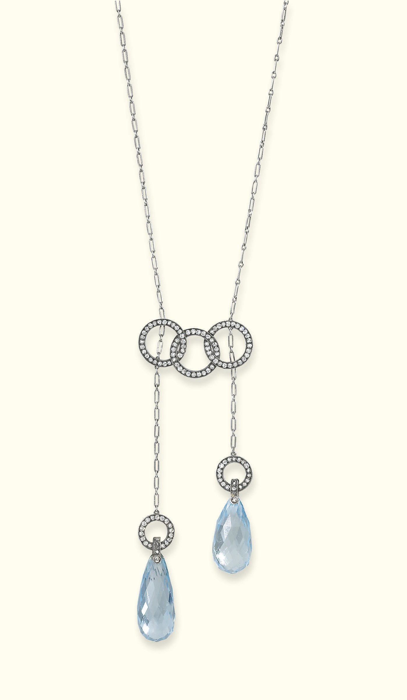 AN AQUAMARINE AND DIAMOND PENDANT, BY FABERGE