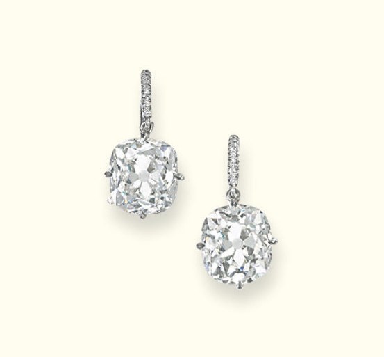 A PAIR OF OLD-CUT DIAMOND EAR PENDANTS
