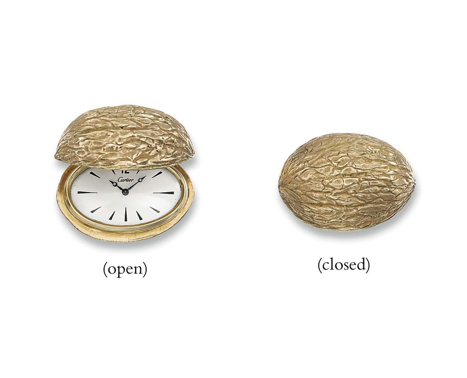 AN UNUSUAL 'WALNUT' CLOCK, BY CARTIER