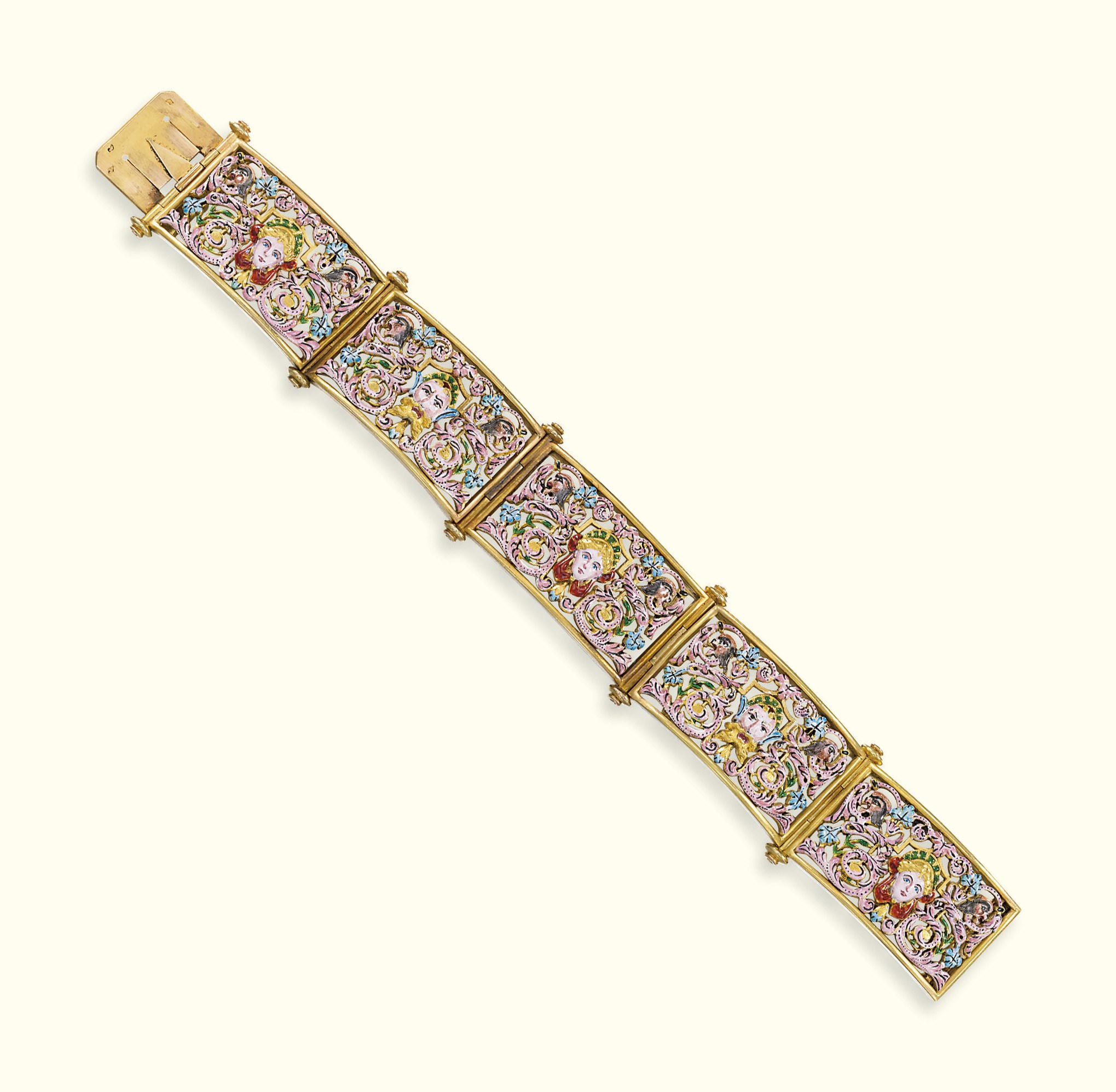 A GOLD AND ENAMEL RENAISSANCE REVIVAL BRACELET