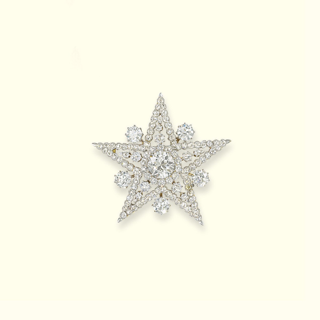AN ANTIQUE DIAMOND STAR BROOCH