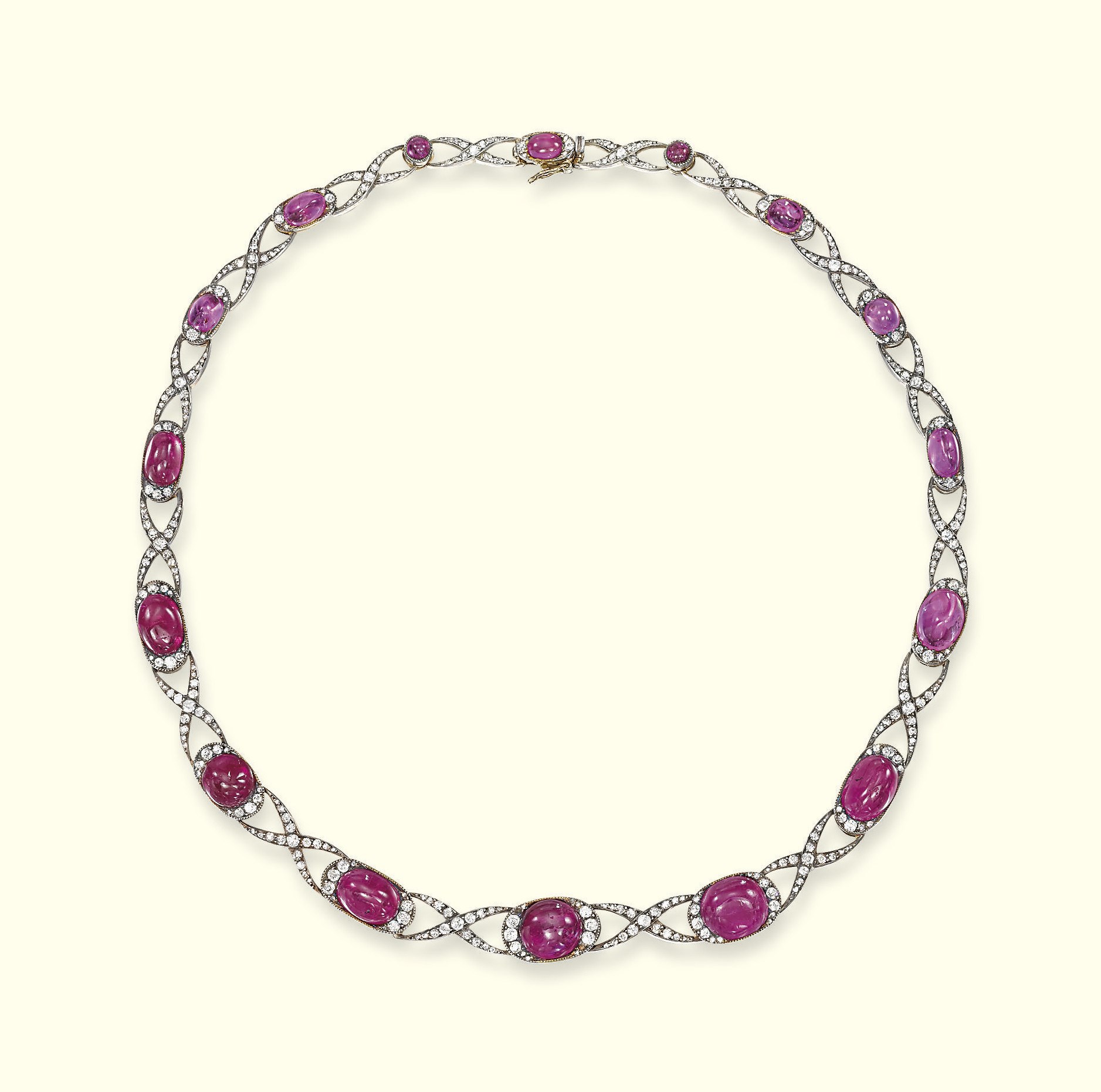 A BELLE EPOQUE RUBY AND DIAMOND NECKLACE