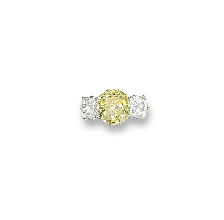 A COLOURED DIAMOND SINGLE-STONE RING