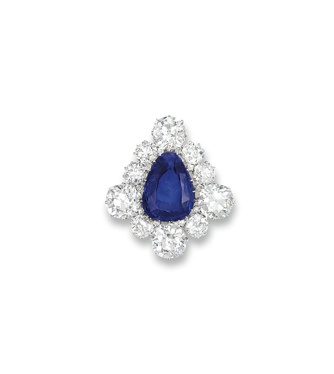 AN ANTIQUE SAPPHIRE AND DIAMOND BROOCH