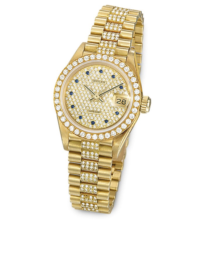A LADY'S DIAMOND-SET DATEJUST WRISTWATCH, BY ROLEX