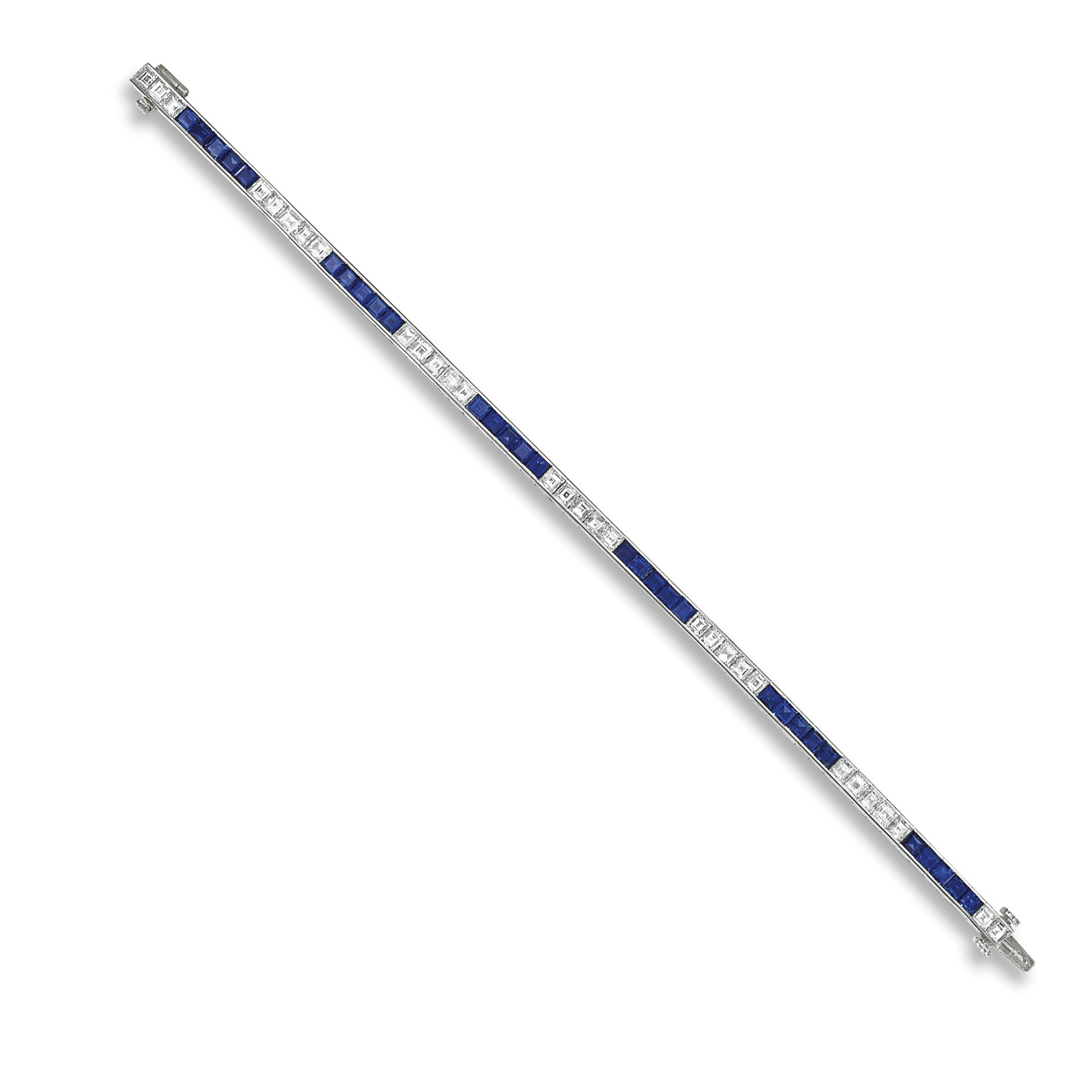 A SAPPHIRE AND DIAMOND LINE BRACELET