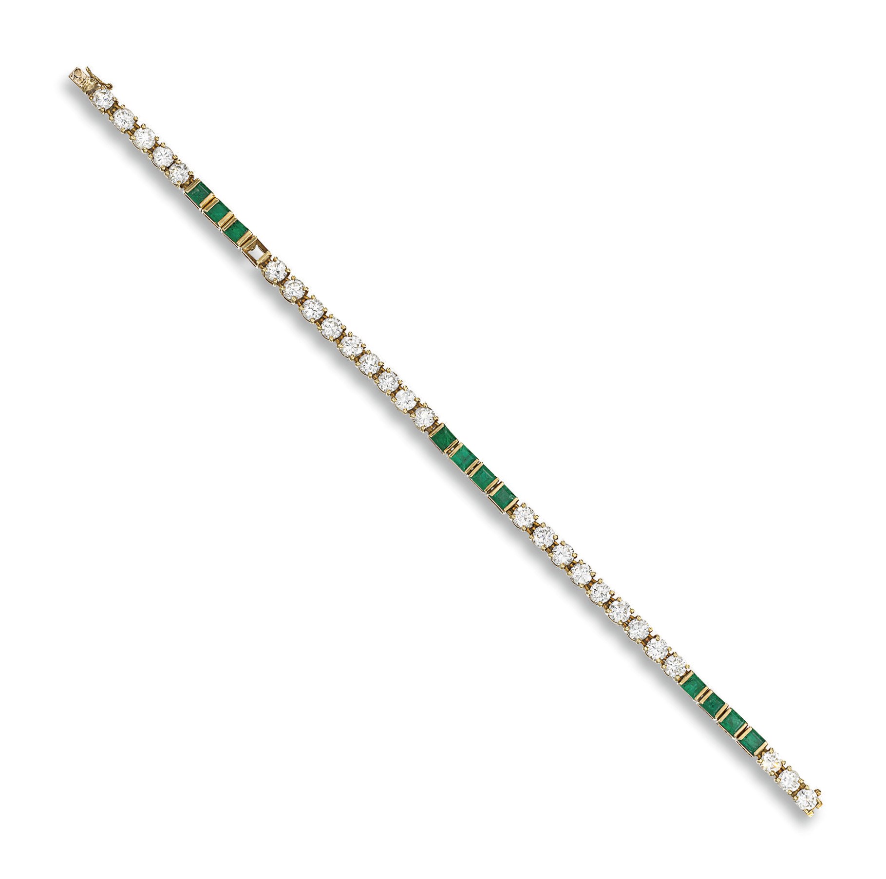 AN EMERALD AND DIAMOND BRACELET, BY VAN CLEEF & ARPELS