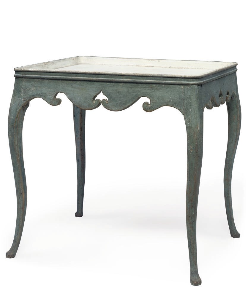 A GUSTAVIAN GREY AND BLUE PAINTED TEA-TABLE