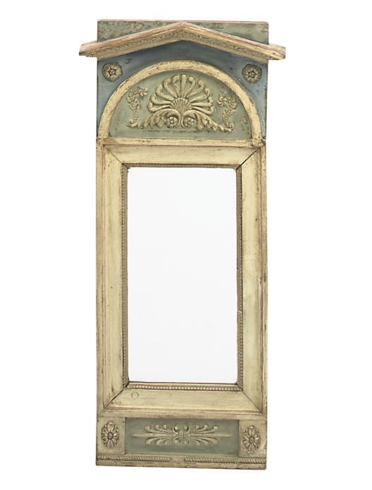 A GUSTAVIAN WHITE AND BLUE PAINTED MIRROR