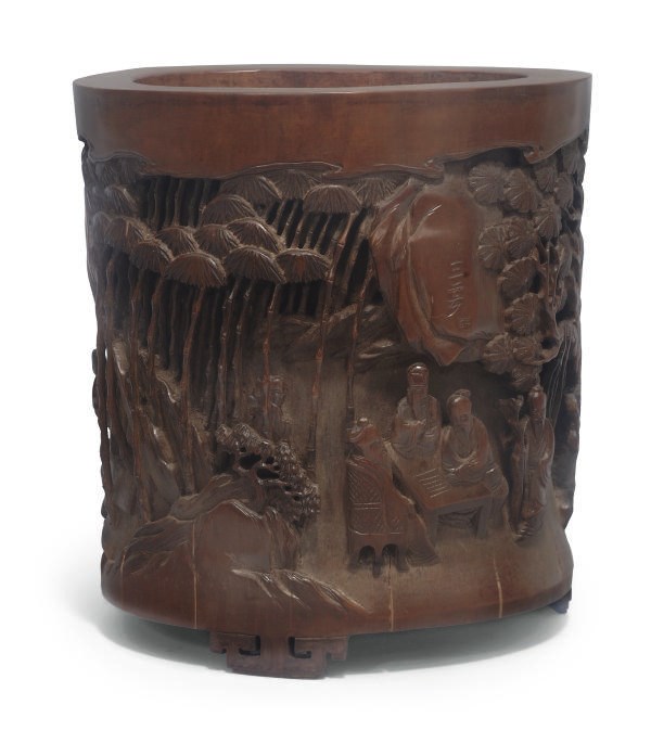 A Chinese bamboo brushpot